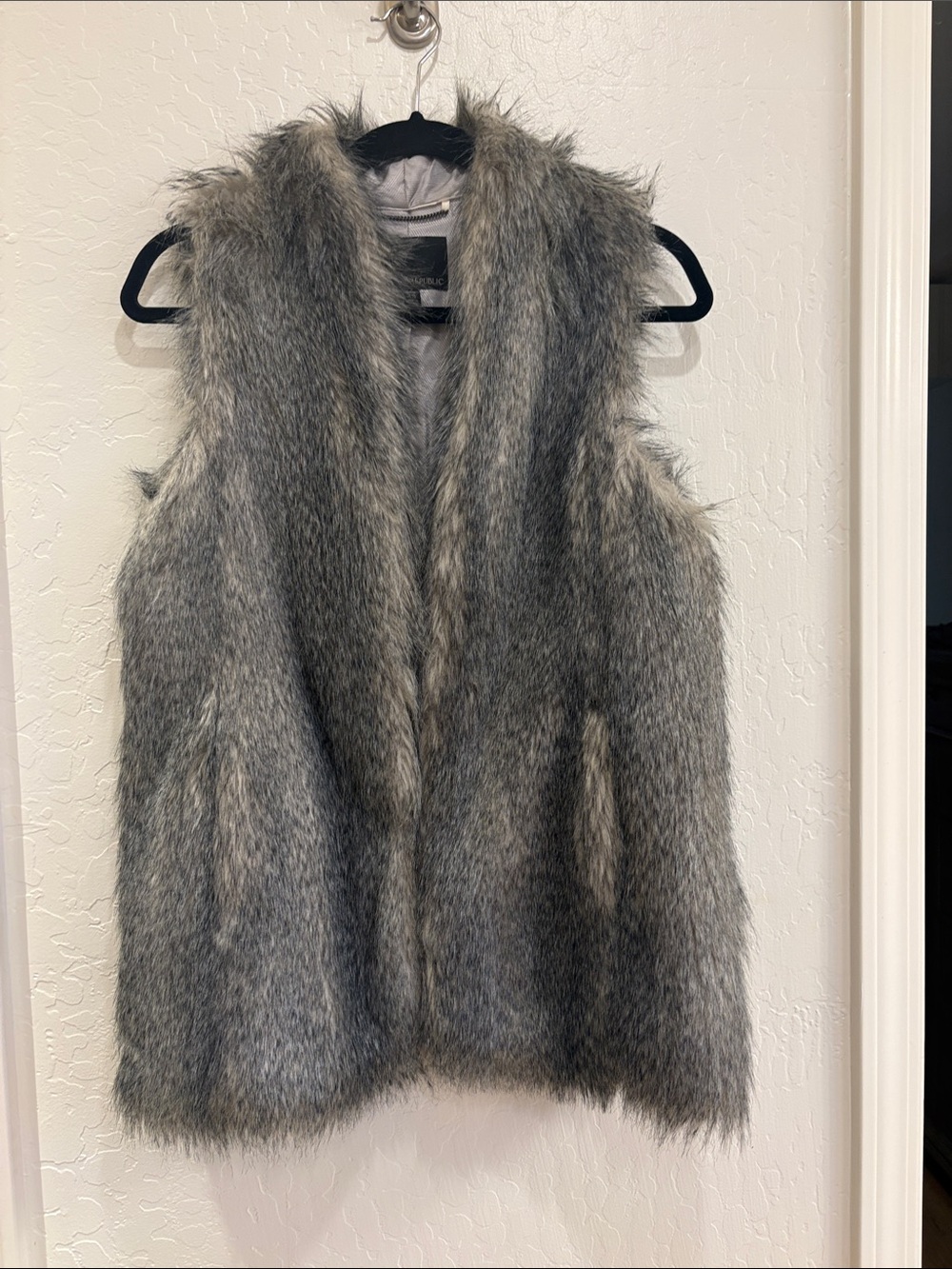 Banana Republic Gray Faux Fur Vest